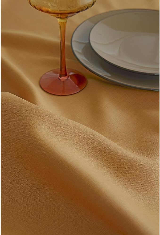 Solino Home Linen Table Runner 60 Inches - 100% Pure Linen Caramel Table Runner 14 x 60 Inch Ideal for Dresser and Coffee Tables - Fall, Autumn, Thanksgiving - Fete