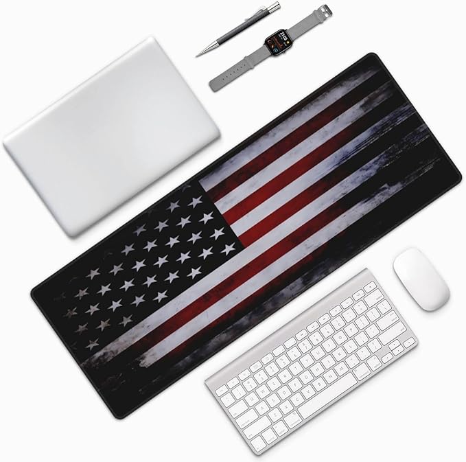 Gaming Mouse Pad American Flag Mouse Mat Non-Slip Rubber Carpet Pad for Computer Keyboard & Gaming Accessories 31.5×11.8 Inches