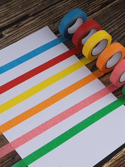Lichamp Colored Tape, 12 Rolls Colorful Masking Tape Painters Color Craft Tapes for Labeling Classroom, 0.6 inch x 15 Yards (45 Feet) Per Roll (Total 180 Yard, 540 Feet)