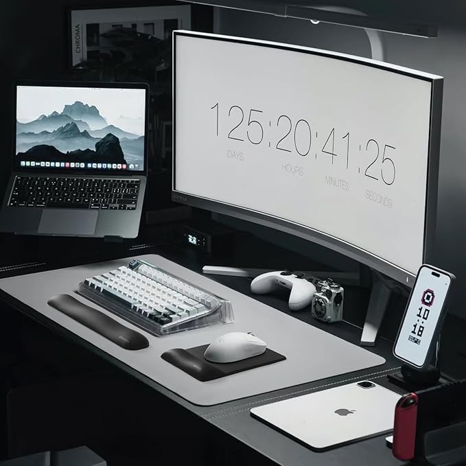 UnivoColors Design-Wave Wrist Rest Mouce Pad,PE Mouse Sliding Panel+Artificial Sheepskin+Memory Foam+Ergonomic+Anti-Slip Gel,Resilience Support During Work and Gaming,Mouce Accessory,White