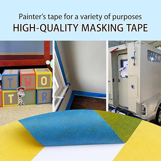 1 Roll,Blue Painters Tape,4inches x 60yards,3D Printing Tape for Laser Cutting,Labeling,3D Printing Bed,Decoration,Wide Masking Tape for Painting,Protect The Wall,No Residue,Removes Easily