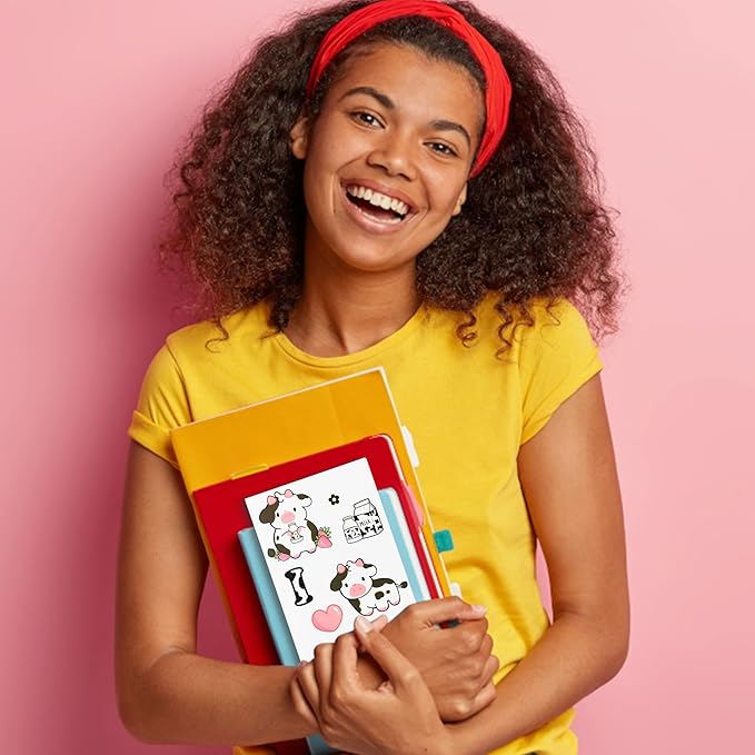 Xqumoi I Just Really Like Cow Sticky Notes Set, 550 Sheets, Cute Pink Cow Shaped Self-Stick Notes Pads Barnyard Farm Animal Divider Tabs Bundle Writing Memo Pads Back to School Office Supplies