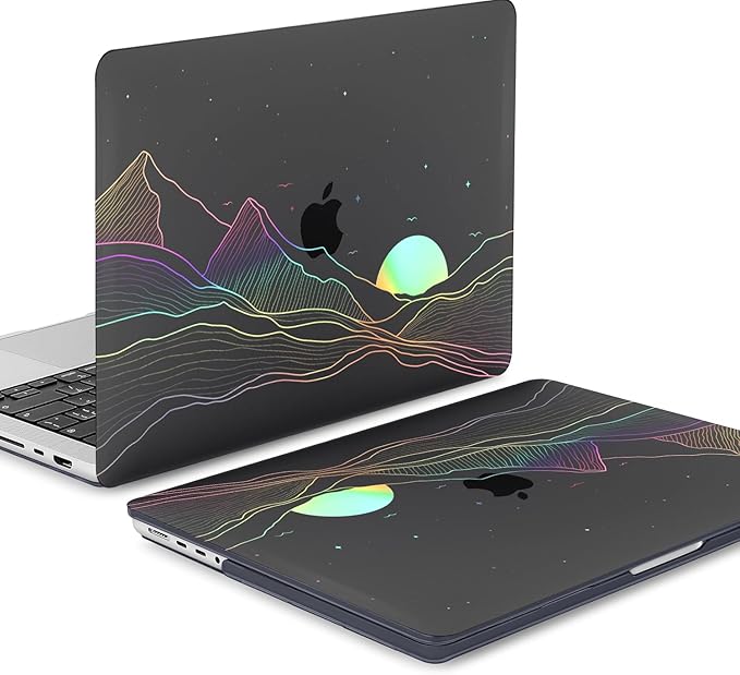 KEROM Clear Black Case for MacBook Pro 16 inch 2025-2021 M4 M3 M2 M1 Pro/Max Chip A3403 A3186 A2991 A2780 A2485, Protective Aesthetic Plastic Hard Shell Case & Keyboard Cover, Sunrise