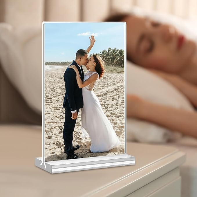 Acrylic Sign Holder 4x6, 24 Pack Clear Table Menu Vertical Clear Table Double Sided Flyer Display, Plastic Flyer Display Stand,Paper photo Plastic Sign Frame Suitable for Restaurants Office Store Show