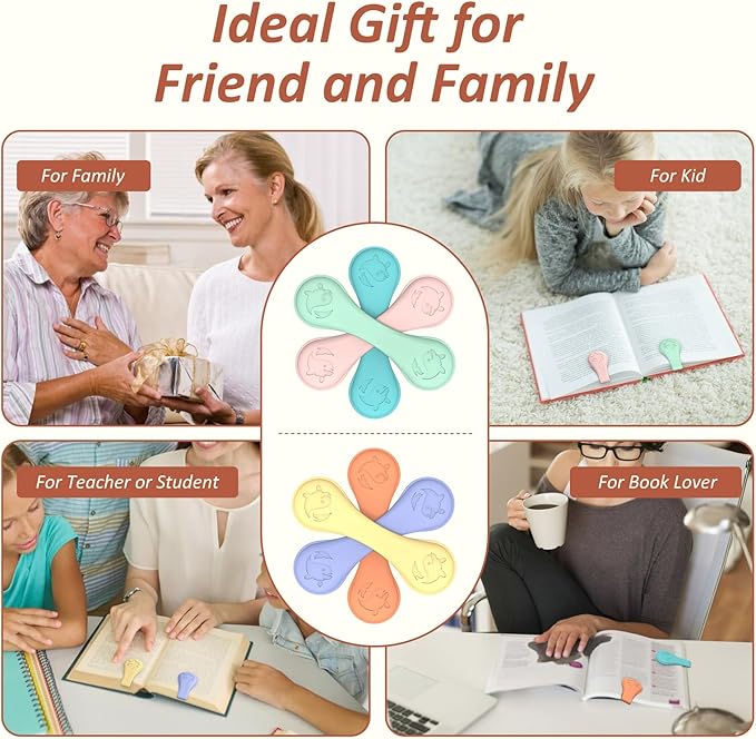 Magnetic Silicone Bookmarks for Reading Book, 6 PCS Extra Strong Magnetic Book Mark Clip Cute Dolphin Book Page Holders Accessories Gift for Women, Men, Book Lovers, Teachers, Readers, Kids