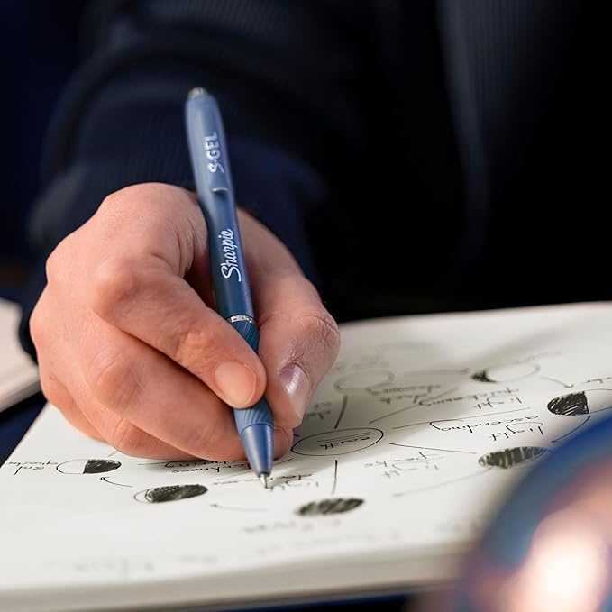 Sharpie S-Gel, Gel Pens, Medium Point (0.7mm), Assorted Fashion Barrels, Black Ink, 12 Count - Office, Teacher, School Supplies