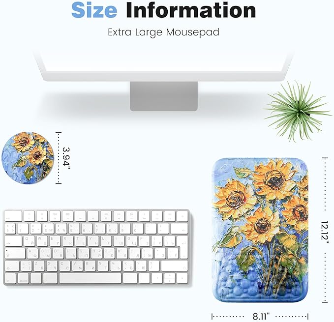 Ospelelf Mouse Pad with Wrist Rest Ergonomic Comfortable Pain Relief Mousepad Wrist Support for Computer Sunflower