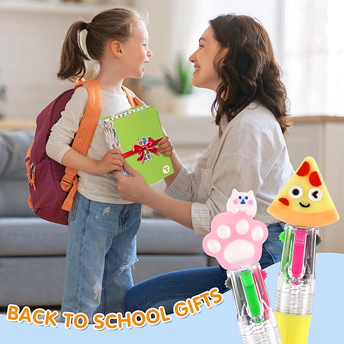 arscniek 24Pcs Multicolor Pen in One, 4-in-1 0.5mm Fine Point Cute Pens, Fun Kawaii Ballpoint Pen for Party Favors, Classroom Prizes, Teacher School Supplies, Bulk Gifts for Students