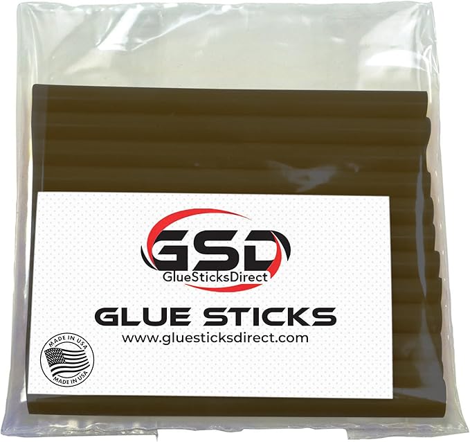 GlueSticksDirect Mini Size Hot Melt Glue Sticks for Glue Gun - Bulk 4in Brown Dark Chocolate Glue Sticks - Great for Art Craft Repairs - 5/16" X 4" (24 Sticks) - Made in USA