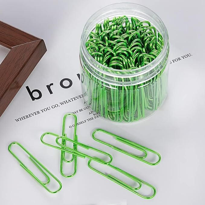 Vinaco Green Jumbo Paper Clips, 100 Pack, 2 Inch (50 mm), Durable & Rust Resistant, Great for Office, School and Personal Use