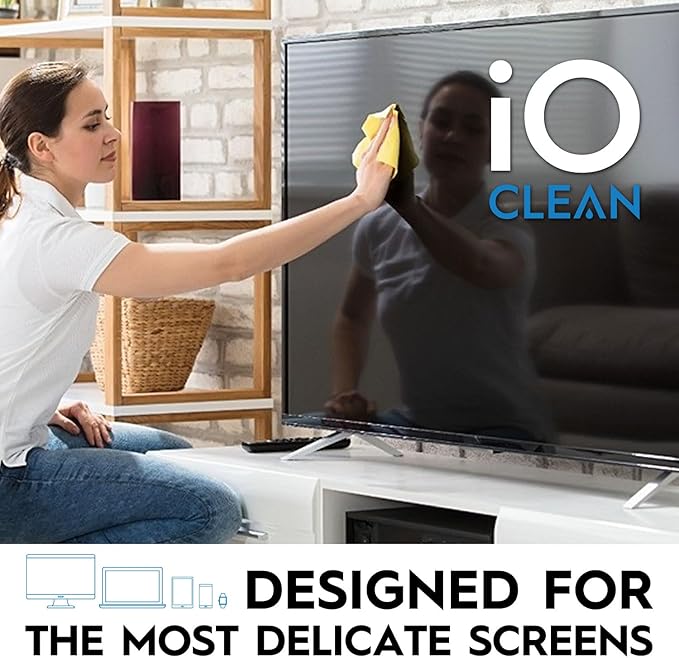 Screen Cleaner Spray (16oz - 473ml) – Best Large Cleaning Kit for LCD LED OLED TV, Smartphone, iPad, Laptop, Touchscreen, Computer Monitor, Electronic Devices, 3 Microfiber Cloths and 2 Nozzles