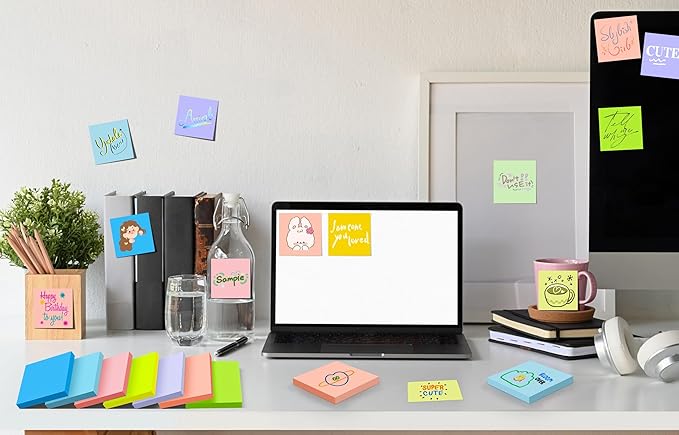 (18 Pads) Sticky Notes 3x3 inch, Self-Stick Pads Pastel Colors Sticky Note, Recyclable, Easy to Post for Home, Office, Notebook