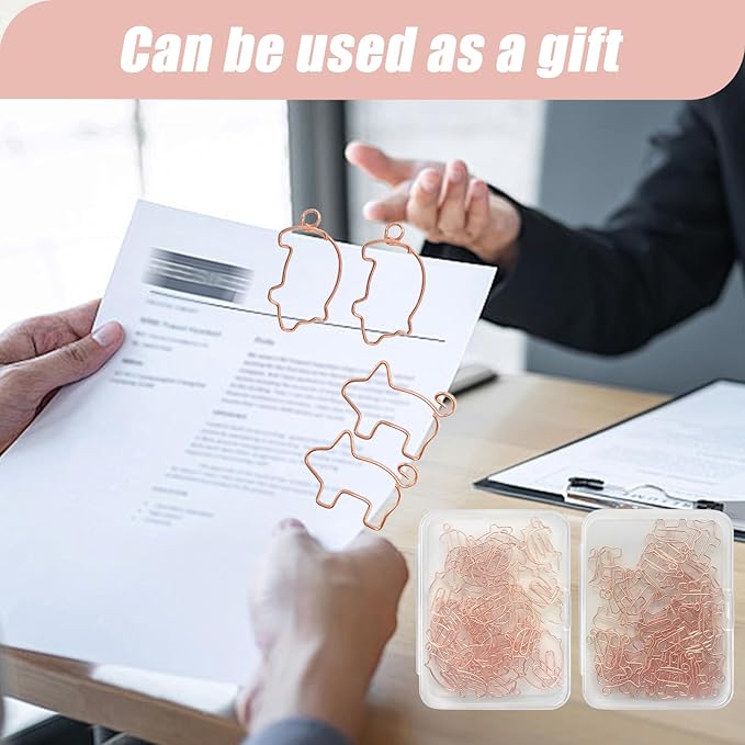 80 Pcs Rose Gold Animal Pig Creative Metal Paper Clips - Fun Pig School Supplies for Pig Lovers(Rose Gold Pig)