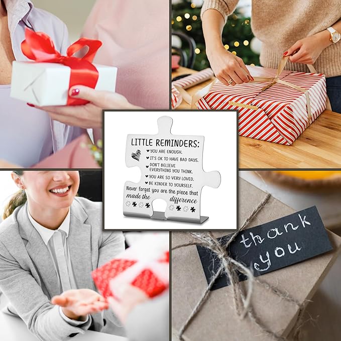 Inspirational Desk Decor Gifts, Mental Health Encouragement Appreciation Gifts for Coworkers, Little Reminders Desk Sign, Positive Gifts for Women, Motivational Decorative Signs Plaques WDD11