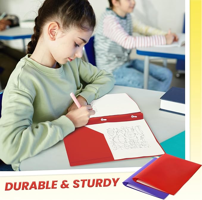 Yeaqee 60 Pcs Plastic Folders with Pockets and Prong Plastic Folders with 2 Pockets Pocket for Office, School for Students, Teachers, Office Workers (Multicolor)