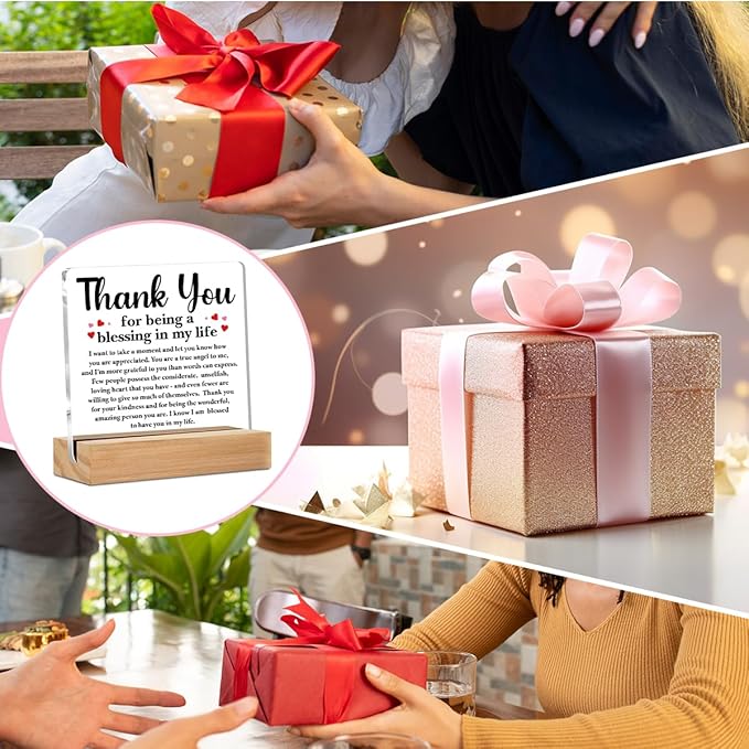 Thank You Gifts for Women, Acrylic Sign, Appreciation Gifts for Coach Trainer Mentor Teacher Coworkers Boss, Acrylic Plaque Desk Decor, Shelf Cubicle Table Decor for Office Home Living Room Decoration