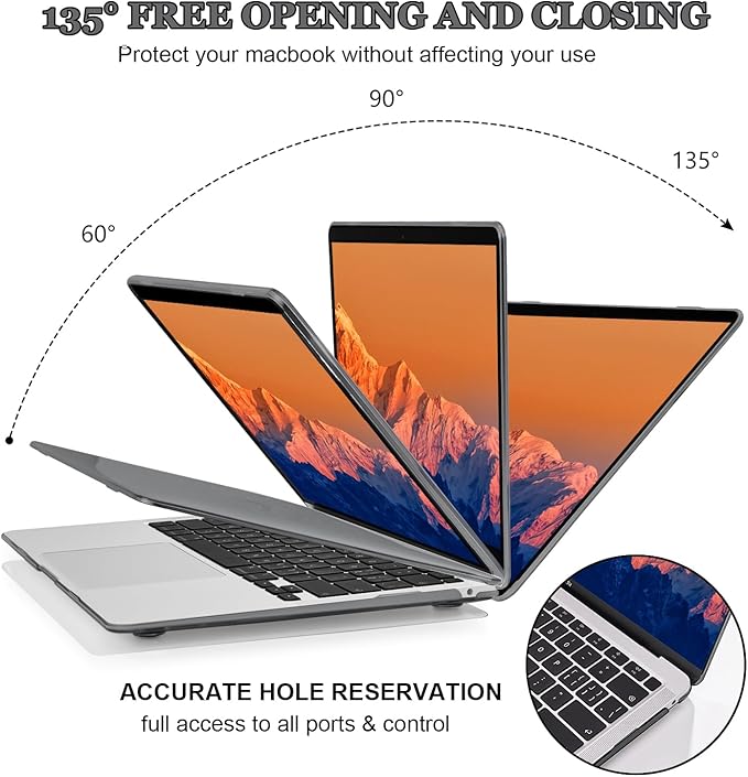 Compatible with MacBook Air 13 inch Case 2021 2020 2019 2018 Release M1 A2337 A2179 A1932, Plastic Hard Shell Cover Keyboard Skin Screen Film for MacBook Air 13 Inch M1 Case, Crystal Black