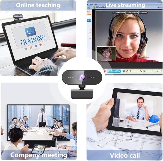 Webcam with Microphone&1080P HD Web Cam,Stand for PC/MAC/Laptop/Desktop, Wide Angle Web Cameras for YouTube,Skype,Zoom,Xbox One,Video Calling,Studying and PS4