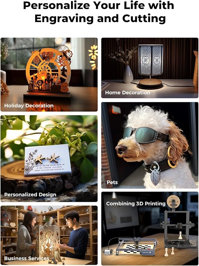 Creality 10W Laser Engraver, Falcon Pro with 3-in-1 Laser for Wood Engraving, 72W Efficient Laser Engraving Machine Fit, for Wood, Metal, Paper, Acrylic, Leather, Glass Tumbler Ring, 17" x 16"