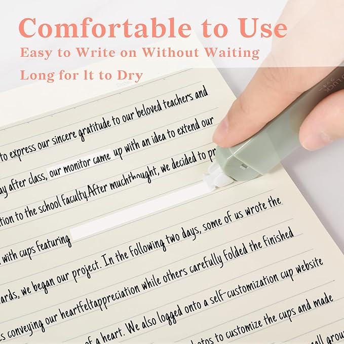 Temiary 6Pcs Mini White Correction Tapes, Quick Dry Smooth Pull Out for Writing, Aesthetic Cute Correction Tape Set Easy To Use for Students School Office Supplies (Green)