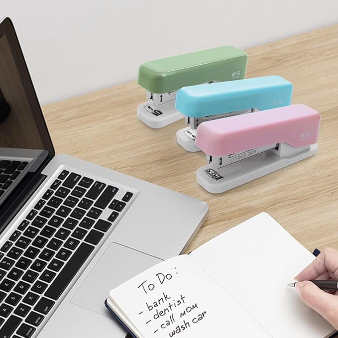 M&G Desktop Stapler, Basic Office Stapler with 1000 Staples, 20 Sheet Capacity, Portable Small Desk Staplers for School Home Office (Green)