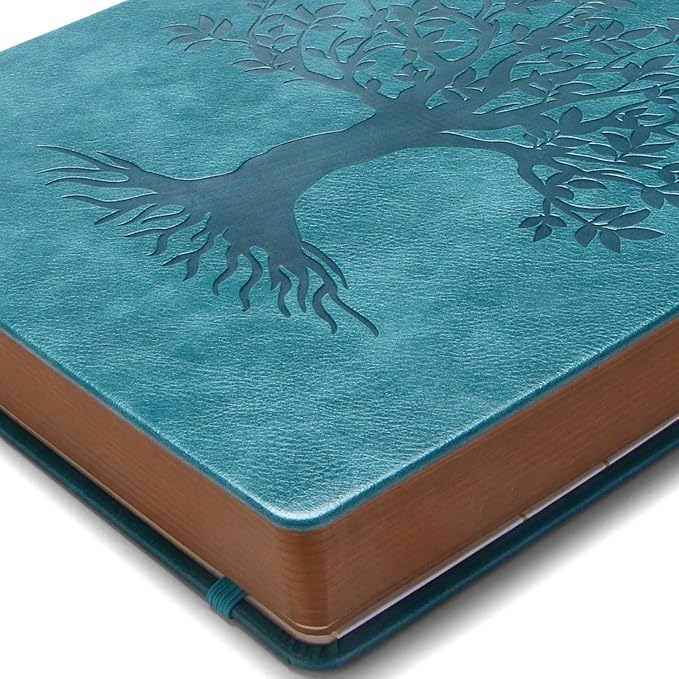 ZXHQ A5 360 Pages Lined Journal for Women, Tree of Life Design, with Pen, Fine Inner Pocket, Seagreen