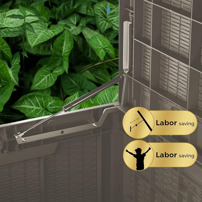 100 Gallon Lockable Resin Deck Box, Waterproof & UV-Resistant Outdoor Storage Box for Outdoor Cushion Storage, Garden Tools & Pool Accessories Storage, Gray