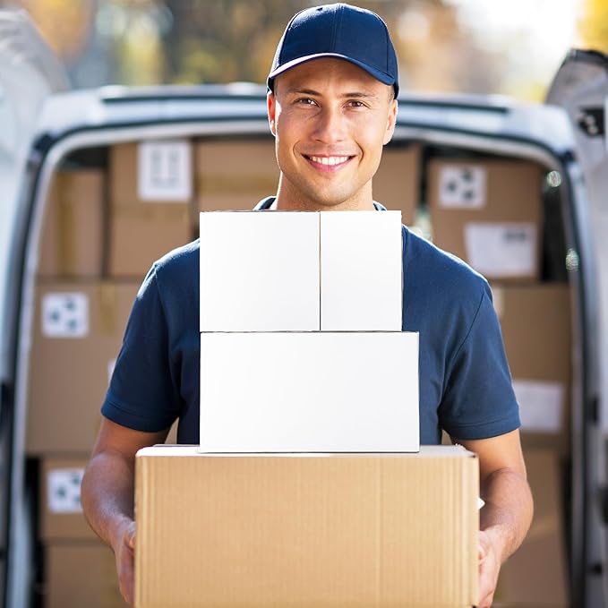 Eupako 6x4x4-Small-Shipping-Boxes-30-Pack-White-Corrugated-Box-Mailers, Cardboard Boxes for Packaging Small Business, Mailing