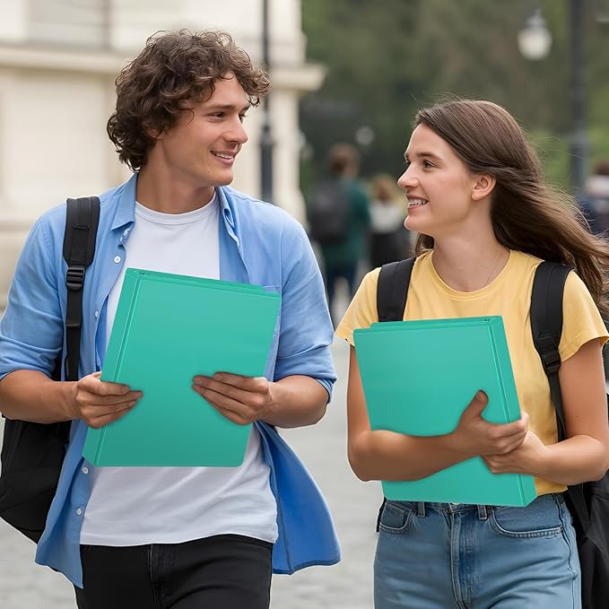 ViVin Sturdy 1 Inch D Ring Binders, 3 Ring Binders with 2 Pockets, Hold 225 Sheets of US Letter Size Paper for Office,Home,School, 6 Pack (Lake Green)