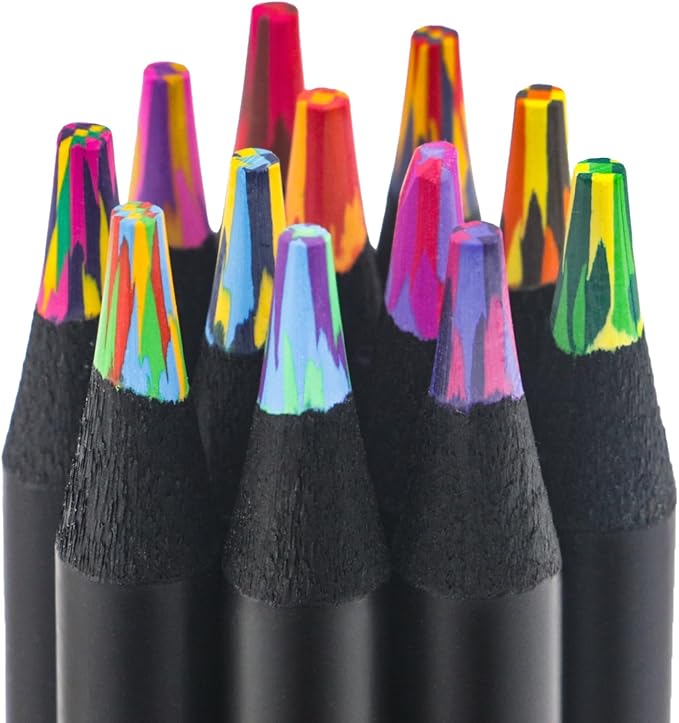 Stocking Stuffers,12-Color Rainbow Pencils Set- Multicolored Colored Pencils for Kids, Adults & Artists, Professional Art Supplies Pencils for Coloring Books, Sketching & Illustration.