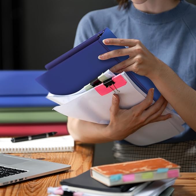 Samsill 3 Inch 3 Ring Binders, Made in USA, Economy Round Ring, Clear View Cover, 550 Sheet Capacity - for School, Home, Office - Blue, 4 Pack