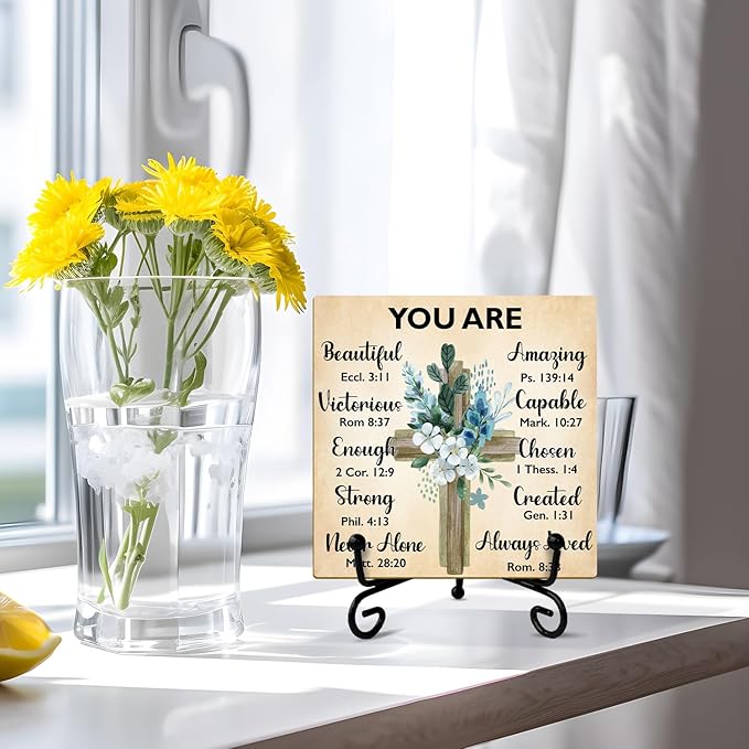 Christian Gift for Women Wood Sign with Stand - Bible Verse Religious Gifts Catholic Gifts for Her, Inspirational Spiritual Decor Home Office Decor Table Centerpiece Christian Decor Desk Plaque -33
