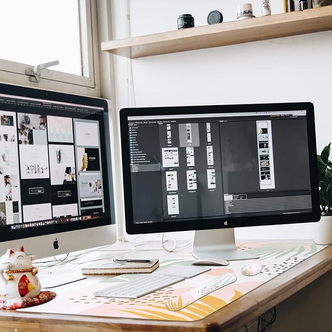 iCasso Desk Pad Mat, Big Ergonomic Mouse Pad,+ Keyboard Pad+Wrist Rest, Easy Typing Pain Relief, 3Pcs (35.4×15.7 in) Keyboard Mat Desk Mat for Keyboard and Mouse (Morlandi)