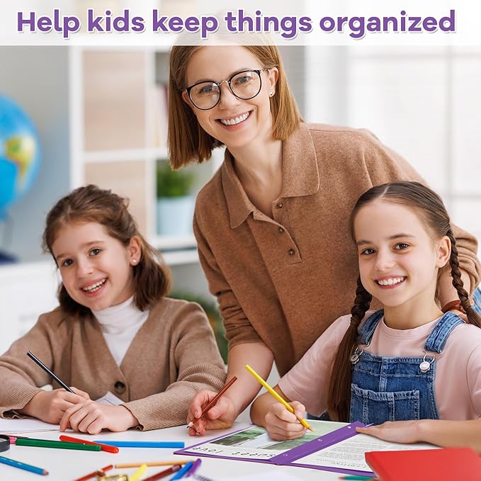 Henoyso 48 Pcs Plastic Folders with Clear Front Pocket and 3 Prong Take Home Plastic 2 Pocket Folder Back to School for Students Parent Teacher Communication for School Office (Purple)