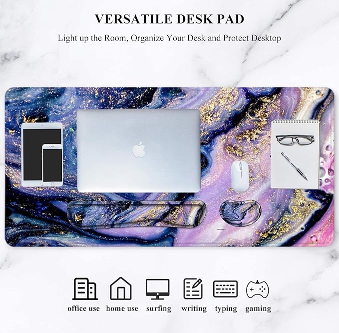 LATEEFAH Desk Mat, Mouse Pad with Wrist Rest, 4-in-1 Large Mouse Pads for Desk, Ergonomic Mouse Pad and Keyboard Wrist Rest Gaming Keyboard Mat for Office, Home