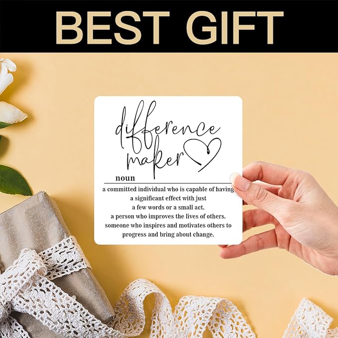 Wooden Table Sign Gift Difference Maker Definition Desk Decor Wood Plaque With Stand Unique Gift Ideas for Boss Women Best Mom Coworker Teacher Office(White)-A02