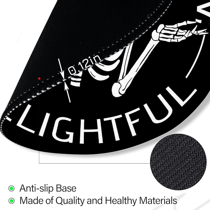 Skeleton Round Mouse Pad, Black Funny Small Mouse Pad with Non-Slip Rubber Base, Desk Mousepad for Wireless Mouse, Gaming Mouse Mat for Computer Laptop Office Women Men, 8.6 x 8.6 Inch