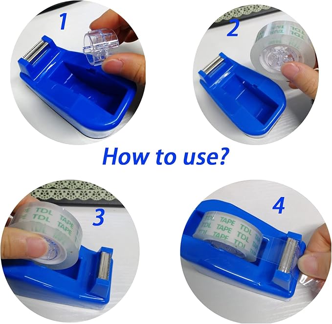 Desktop Tape Dispenser Heavy Duty Desk Accessories Floral Office Tape Dispensers, Weighted Non-Skid Base, Rose Red