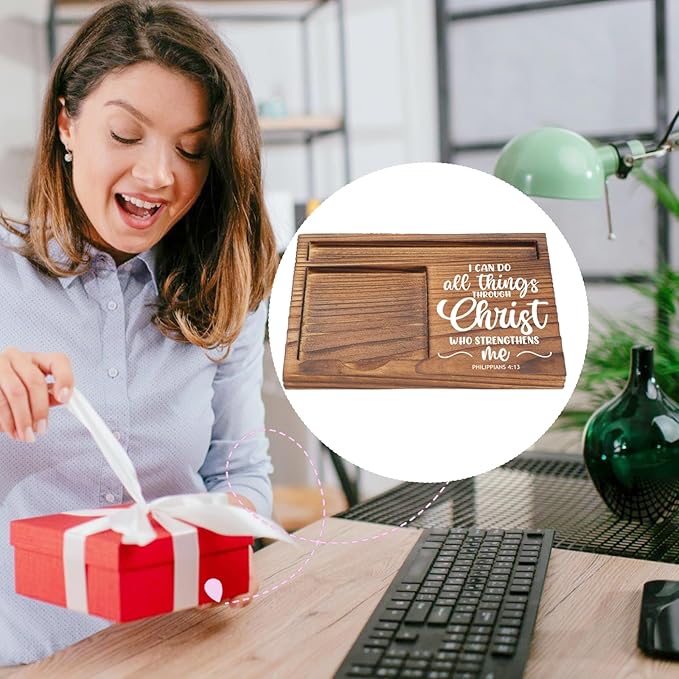 I Can Do All Things Sticky Note Holder, Christian Desk Organizer for Religious Social Worker Therapist Counselor Educators Gift for Office Self-Stick Note Pad Holders EDP105