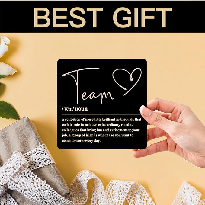 Wooden Table Sign Office Decor Team Definition Desk Decor Wood Plaque With Stand Thank You Gifts for Boss Employees Women Best Mom Coworker Office Desk Accessories(Black)-C06
