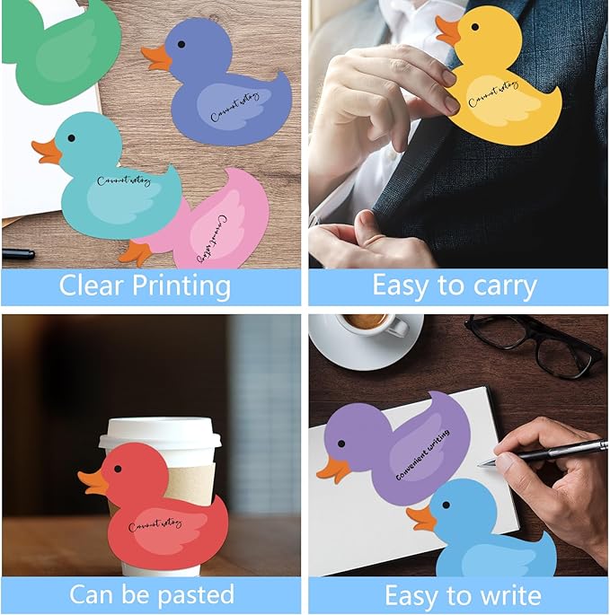 12 Pcs Duck Sticky Notes Small Duck Shaped Note Pads Colorful Animal Self Sticky Post Notes Cute Duck Memo Sticky Tabs for School Office Home Stationery Supplies Party Favors