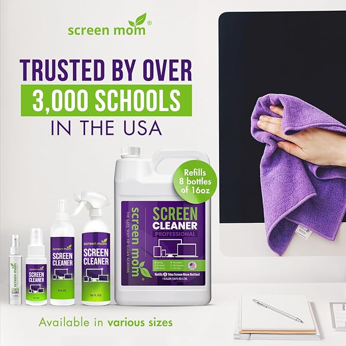 Screen Mom Screen Cleaner Purple Microfiber Cloths (6-Pack) - Microfiber Screens Cleaner Cloths, TV Cleaning Cloth for Electronic Cleaners, Laptop, Computer & Car Screens Cleaning Kit, TV Cleaners
