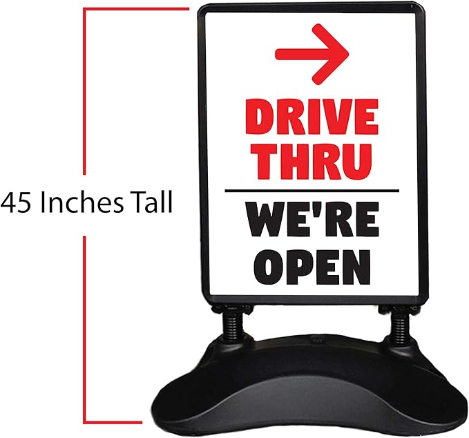Outdoor Message Board Sidewalk Sign Open Drive Thru Take Out Sign Double Sided Restaurant Business Swinging Sign (Drive Thru)