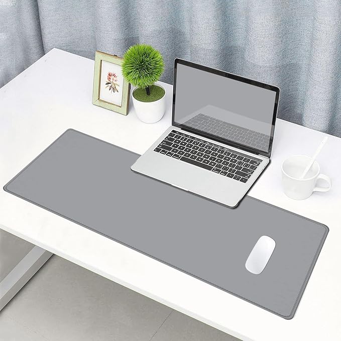 Gaming Large Mouse Pad, Extended XL Mousepad, Non-Slip Rubber Base Keyboard Mouse Mat Desk Pad for Work, Game, Office, Home, 31.5 x 11.8 in, Mid-Grey