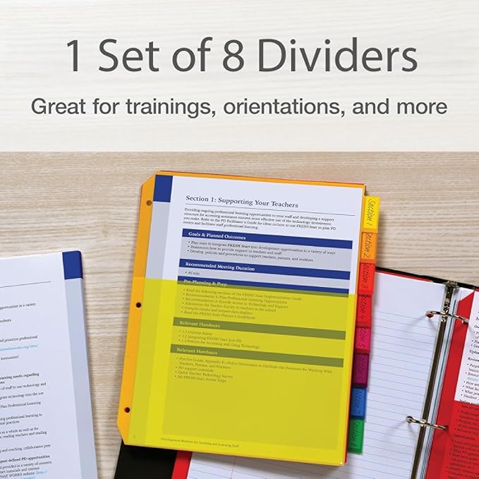 Oxford Plastic Binder Dividers, 8 Tab (Insertable Tab, 1 Set)