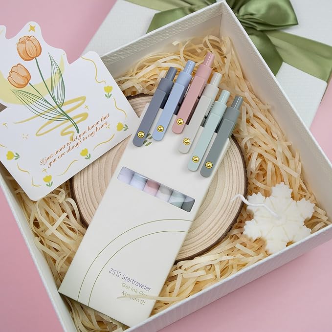 Gel Pens, 6 pcs 0.5mm Black Ink Pens Gold Morandi Barrel Fine Point Smooth Writing Pens Quick Dry Pen for School Office Supplies, Gifts for Girls Women