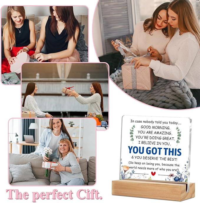 Inspirational Gifts Acrylic Sign with Wood Stand, Employee Appreciation Gifts Bedroom Office Living Room Desk Cubicle Table Shelf Decor, Encouragement Gifts for Women Coworker Friends Bestie