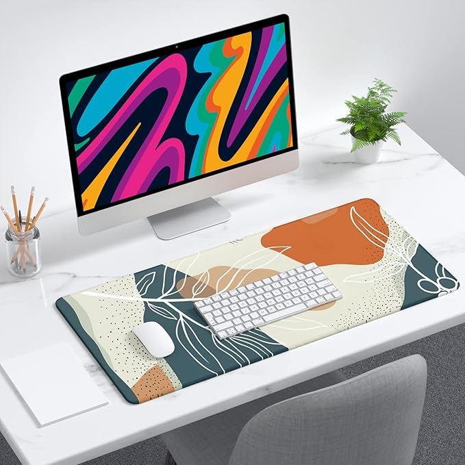 Desk Mat, 32" x 12" XXL Extended Large Gaming Mouse Pad, Desktop Decor Desk Pad, Cute Men Women Office Supplies and Accessories, XL Mouse Mat for Laptop & Keyboard, Desert Flower