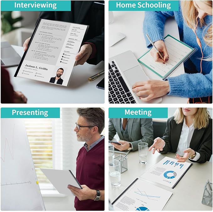 Binditek 12 Pack Clear Report Covers with Black Sliding Bars, 70 Sheet Capacity, 9mm Binding Bars, Letter Size, 5.5 Mil Thick, Black, for Students and Coworkers