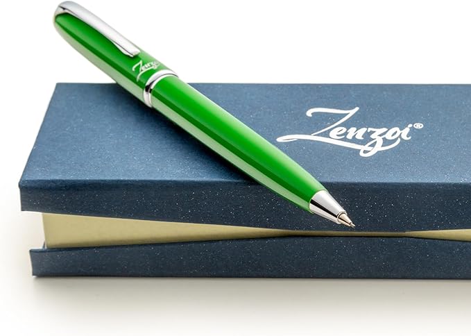 ZenZoi Green Mechanical Pencil w/Schmidt 0.7 mm Twist Lead System. Elegant Full Metal Pencil for Sketching, Drawing, Drafting, Writing & Note Taking. Luxury Gift Box for Men or Women